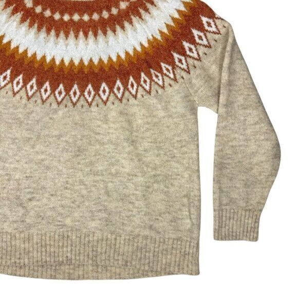 ASPEN Wool Blend Fair Isle Turtleneck Sweater Women XL Brown Ski Winter Pullover - Picture 4 of 12